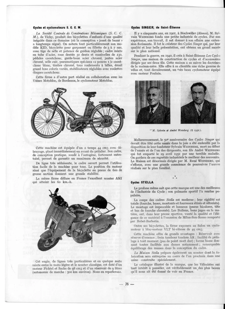 Premier coup d'œil sur la construction 1951-52 — L'Officiel du cycle, 6 October 1951, Bicycles, Cyclomoteurs and Motorcycles at the Salon — page 9 of 12
