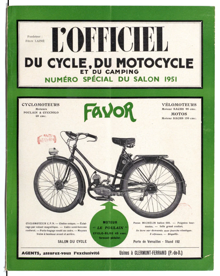 L'Officiel du cycle October 1951 Cover — The Salon Number, with the Favor Cyclomoteur — page 1 of 1