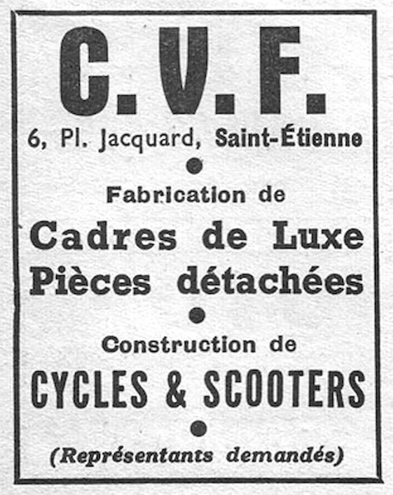 CVF 1951 Advertisement — Luxury Frames, Parts, Cycles and Scooters — page 1 of 1