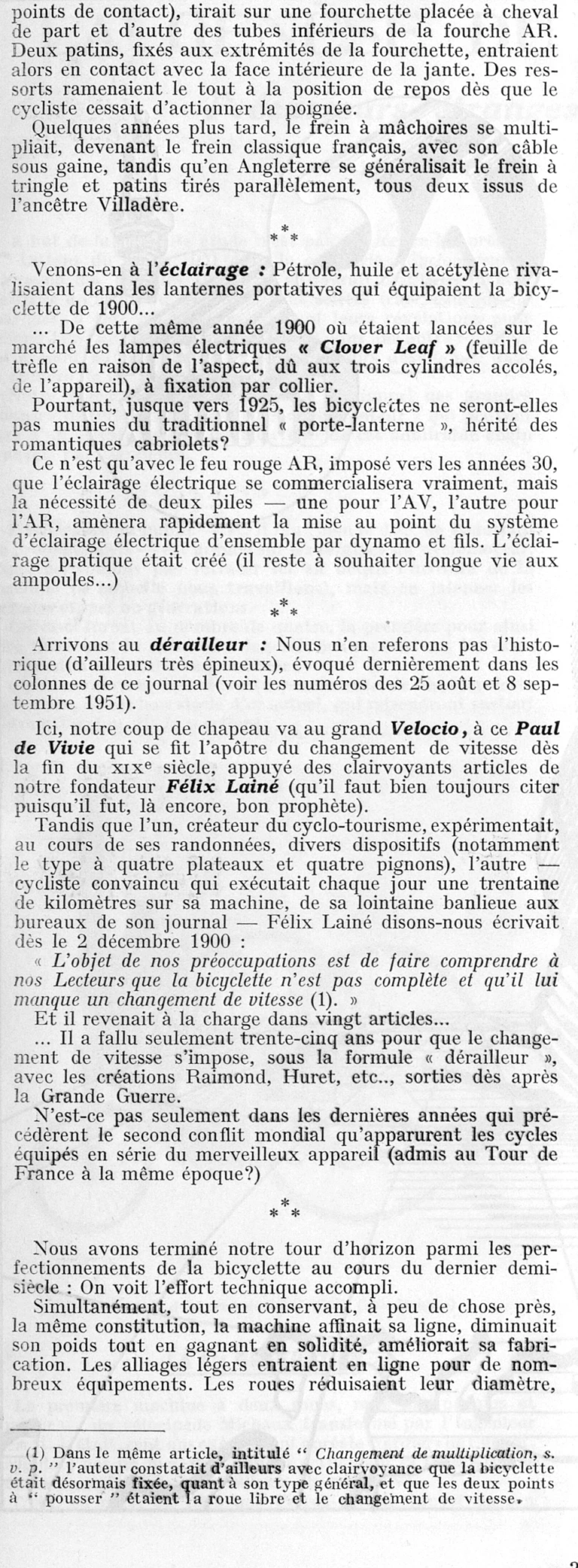 Un demi-siècle de progrès dans le Cycle, by R. Ducoudray — L'Officiel du cycle, 6 October 1951 — page 3 of 4