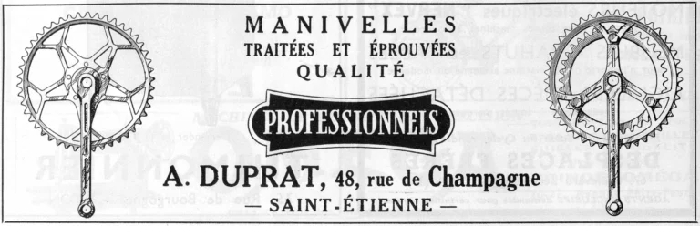 Duprat 1951 Advertisement — Professional Cranks and Chainsets — page 1 of 1