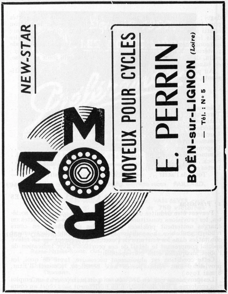 E. Perrin October 1951 Advertisement — New-Star and ROM Hubs for Cycles — page 1 of 1