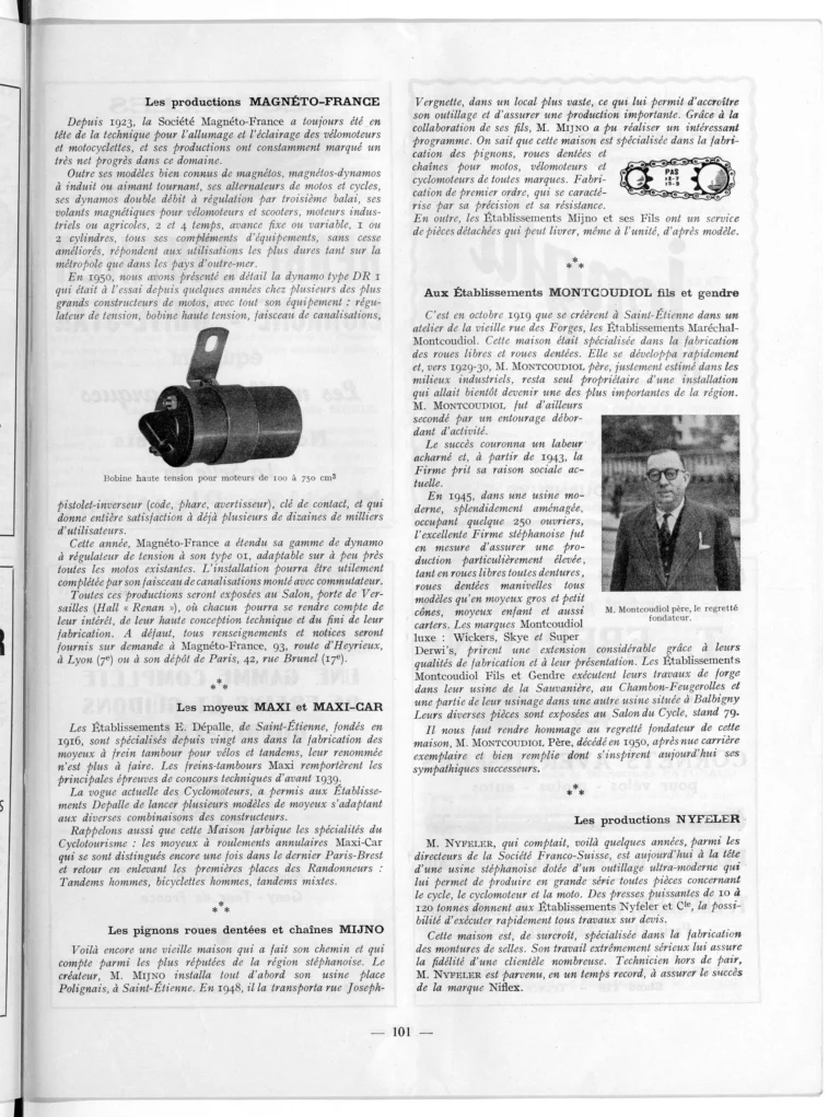 Quelques équipements et outillages 1951-52 — L'Officiel du cycle, 6 October 1951, Components and Accessories at the Salon — page 9 of 15