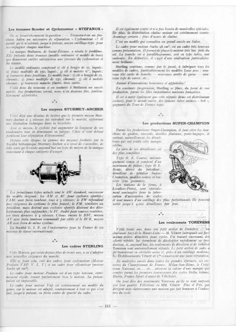 Quelques équipements et outillages 1951-52 — L'Officiel du cycle, 6 October 1951, Components and Accessories at the Salon — page 14 of 15