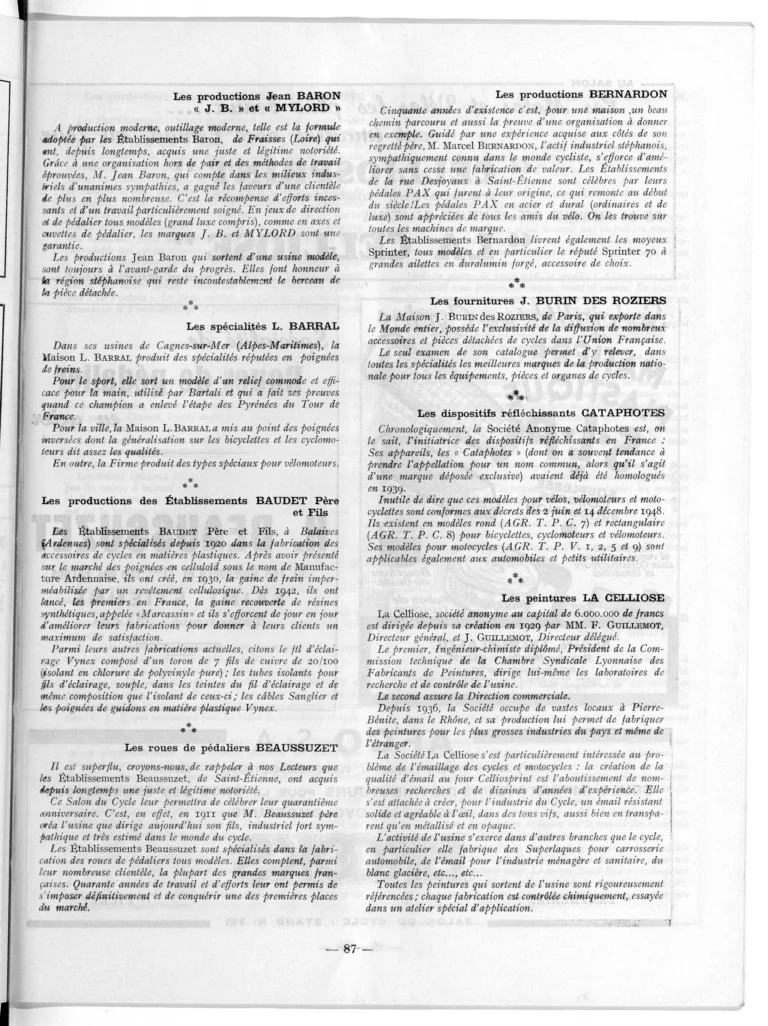 Quelques équipements et outillages 1951-52 — L'Officiel du cycle, 6 October 1951, Components and Accessories at the Salon — page 2 of 15