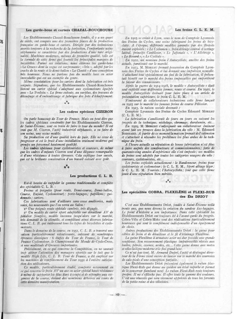 Quelques équipements et outillages 1951-52 — L'Officiel du cycle, 6 October 1951, Components and Accessories at the Salon — page 3 of 15