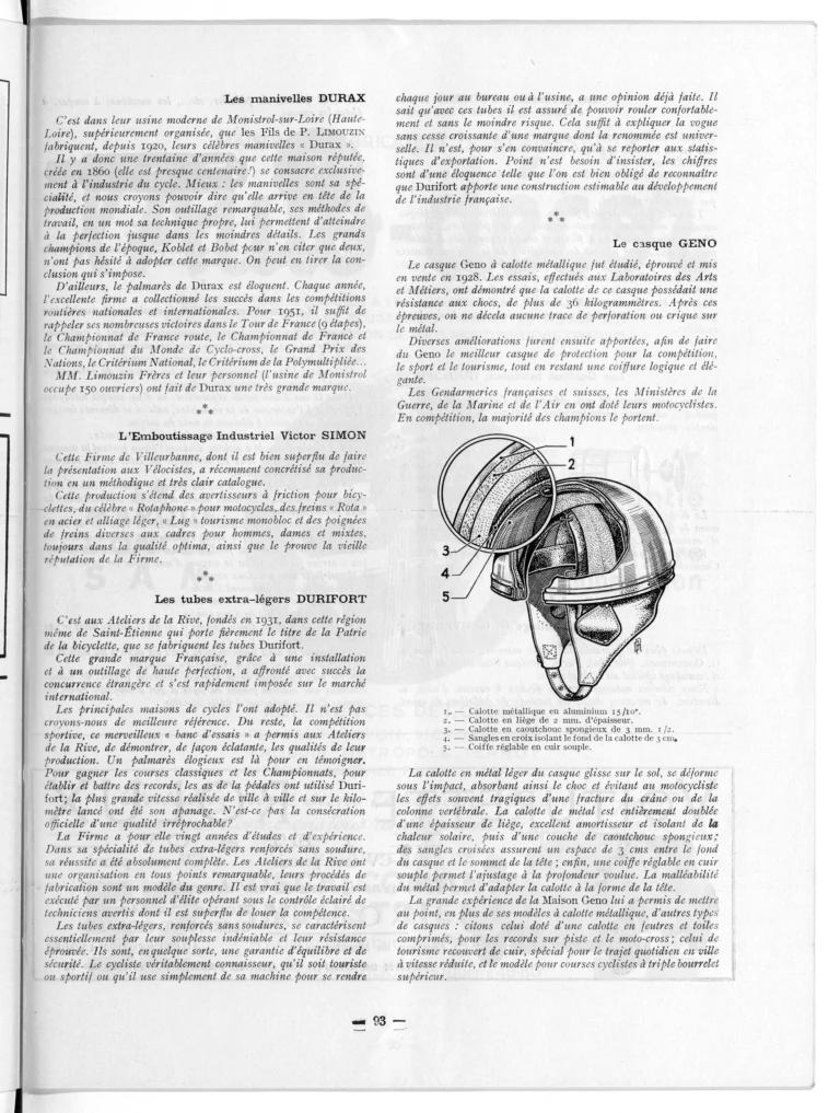 Quelques équipements et outillages 1951-52 — L'Officiel du cycle, 6 October 1951, Components and Accessories at the Salon — page 5 of 15