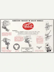 Huret advertisement from L'Officiel du cycle, 6 October 1951, page 114: a two-color advertisement in black and red, set across the page in a heavy double-ruled frame.
