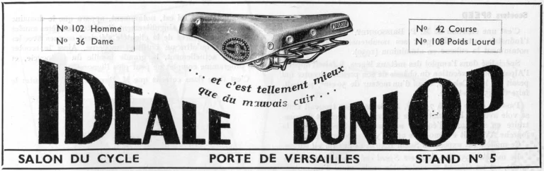 Idéale 1951 Advertisement — Idéale Dunlop Saddles — page 1 of 1