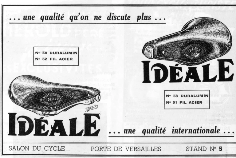 Idéale 1951 Advertisement — Duralumin and Steel-Wire Saddles, a Quality Beyond Discussion — page 1 of 1