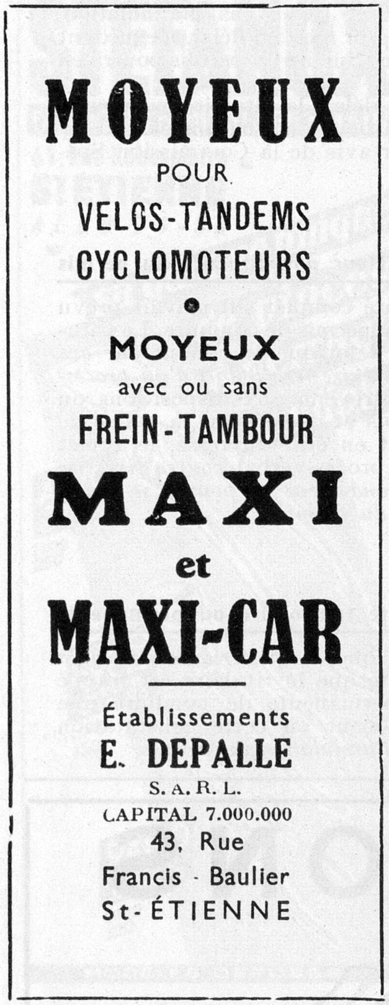 Maxi-Car October 1951 Advertisement — Maxi and Maxi-Car Hubs for Bicycles and Tandems — page 1 of 1