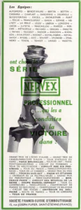 Nervex advertisement from L'Officiel du cycle, 6 October 1951, page 113: a tall single-column advertisement printed in black and green inside a broad green frame.
