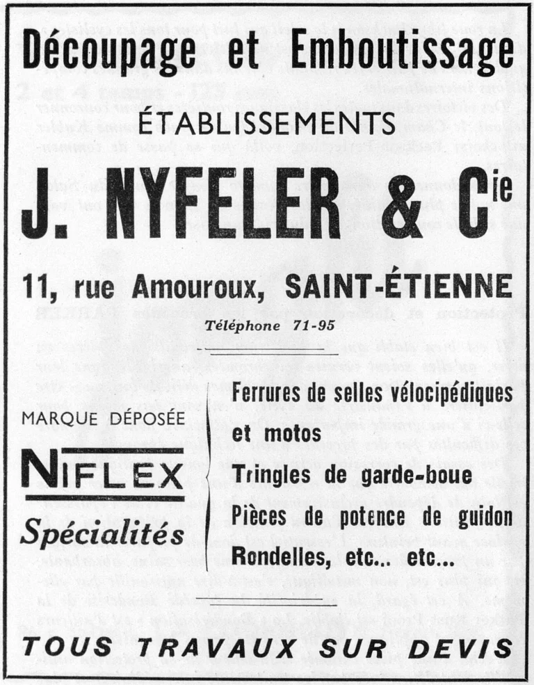 Niflex 1951 Advertisement — Saddle Irons, Mudguard Stays and Stem Parts — page 1 of 1