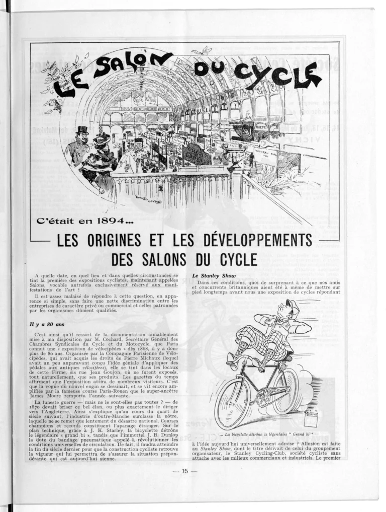 Les origines et les développements des Salons du Cycle — L'Officiel du cycle, 6 October 1951, the Cycle Shows Since 1894 — page 1 of 2