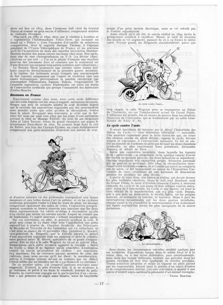 Les origines et les développements des Salons du Cycle — L'Officiel du cycle, 6 October 1951, the Cycle Shows Since 1894 — page 2 of 2