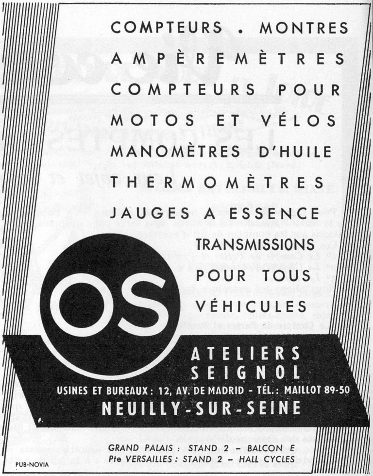 OS 1951 Advertisement — OS Speedometers for Motorcycles and Bicycles — page 1 of 1