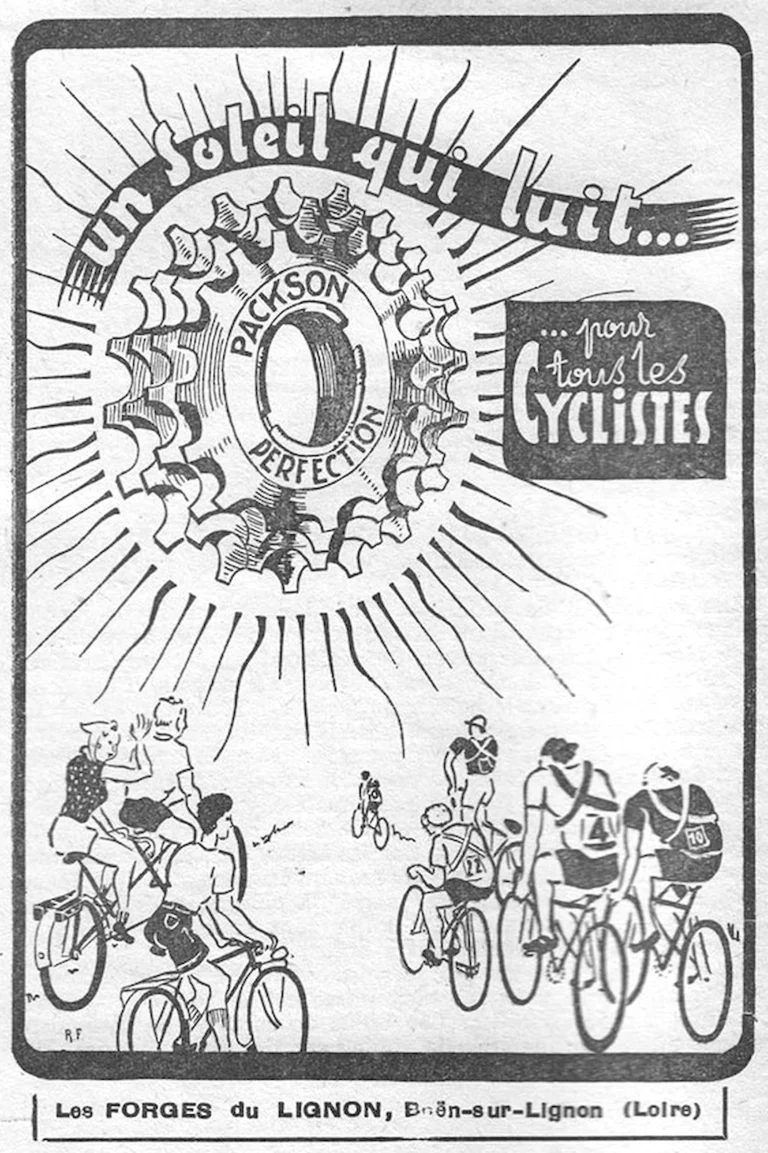 Packson 1951 Advertisement — The Perfection Freewheel, a Sun That Shines for All Cyclists — page 1 of 1