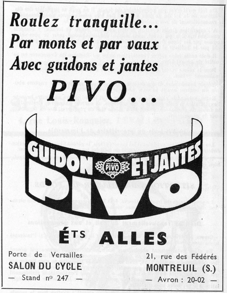 Pivo 1951 Advertisement — Pivo Handlebars and Rims — page 1 of 1