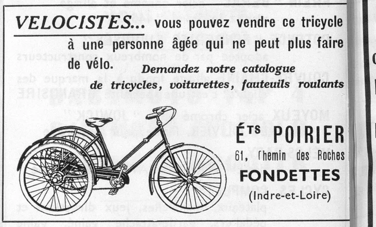 Poirier October 1951 Advertisement — A Tricycle for an Older Customer — page 1 of 1
