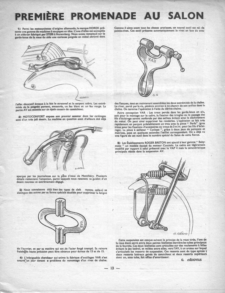 Première promenade au Salon — L'Officiel du cycle, 3 November 1951, by G. Gédovius — page 1 of 1