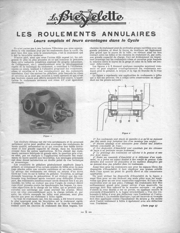 Les Roulements annulaires, leurs emplois et leurs avantages dans le cycle — L'Officiel du cycle, 3 November 1951 — page 1 of 2