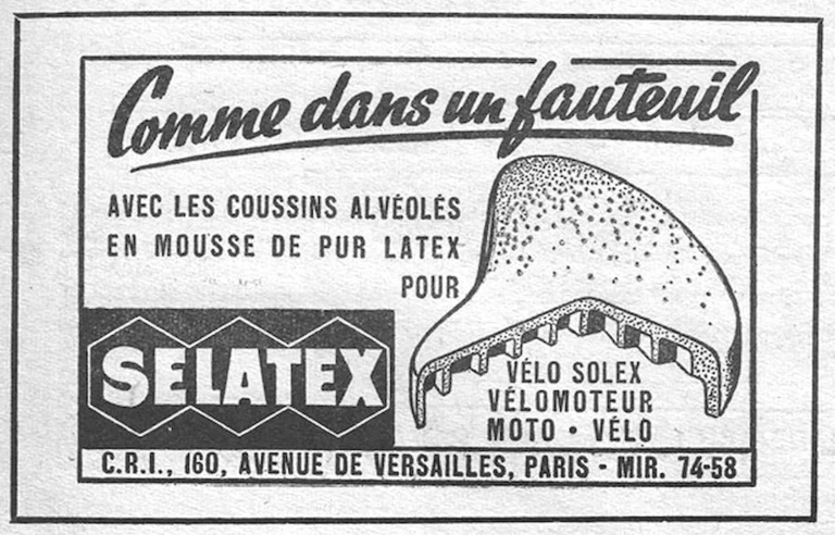 Selatex 1951 Advertisement — Latex Foam Saddle Cushions — page 1 of 1