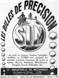 SIM advertisement from L'Officiel du cycle, 6 October 1951, page 108: an advertisement in black and white without a ruled frame.
