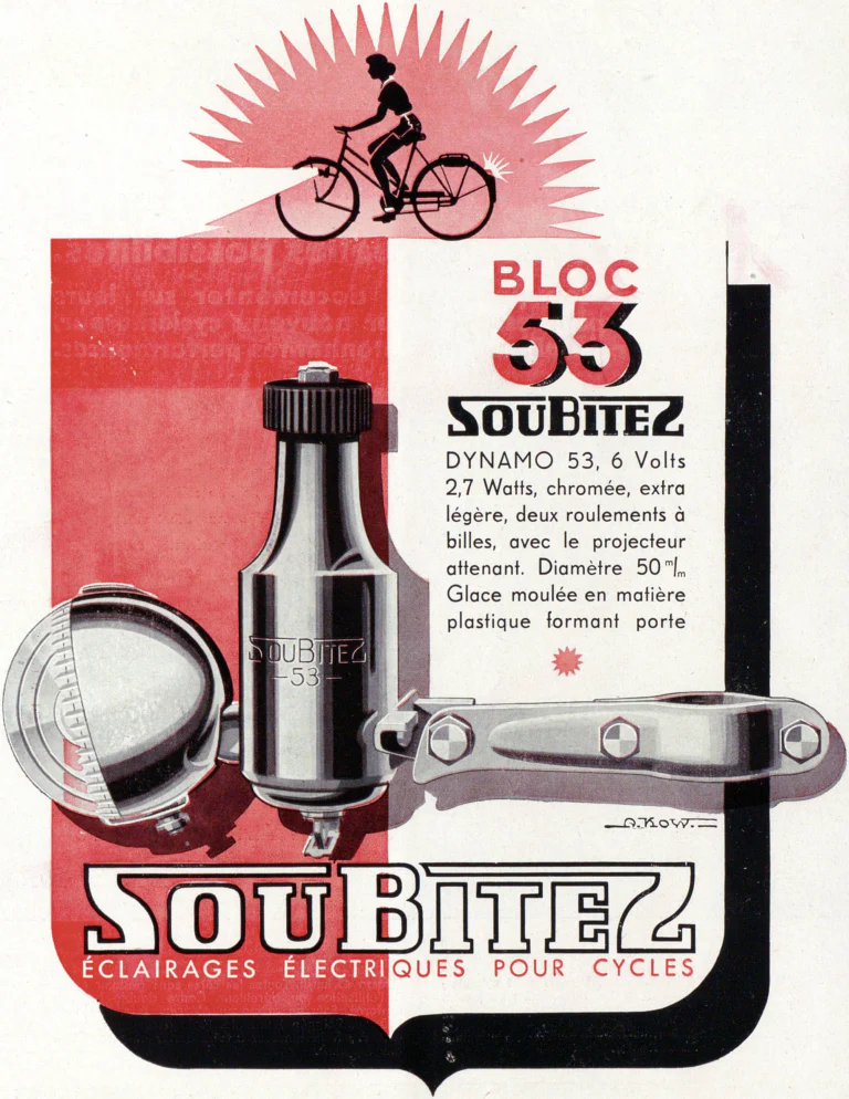 Soubitez 1951 Advertisement — The Bloc 53 Dynamo, Electric Lighting for Cycles — page 1 of 1