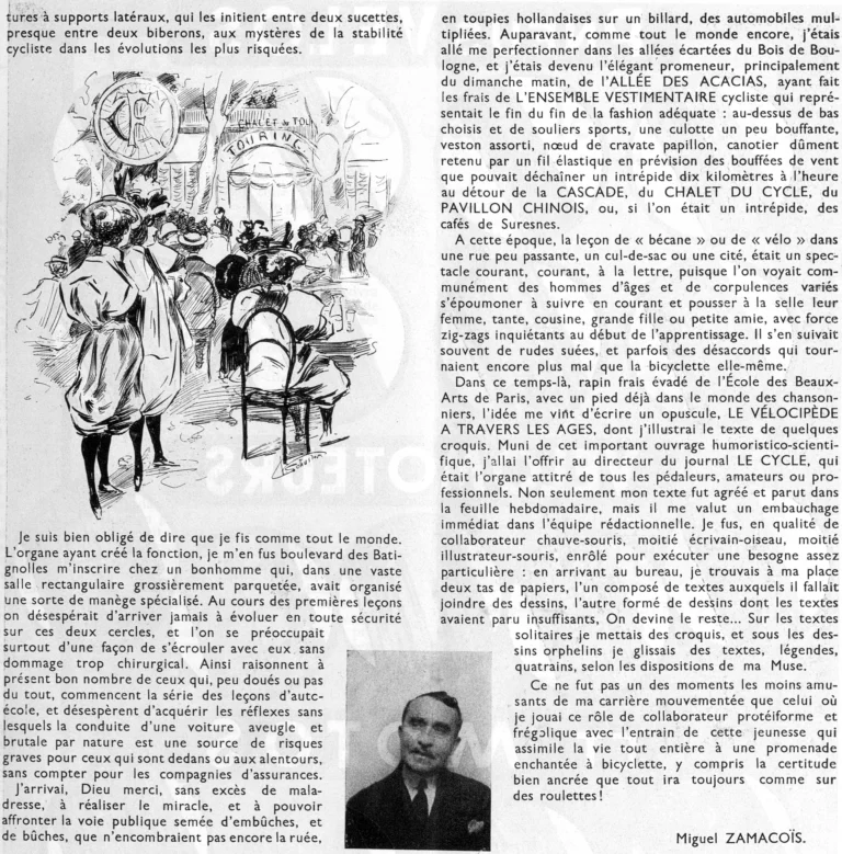 Le « Cycle » de mes souvenirs vélocipédiques, by Miguel Zamacoïs — L'Officiel du cycle, 6 October 1951 — page 3 of 3