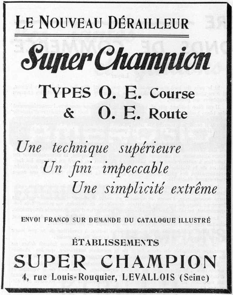 Super Champion 1951 Advertisement — The New O.E. Course and O.E. Route Derailleurs — page 1 of 1