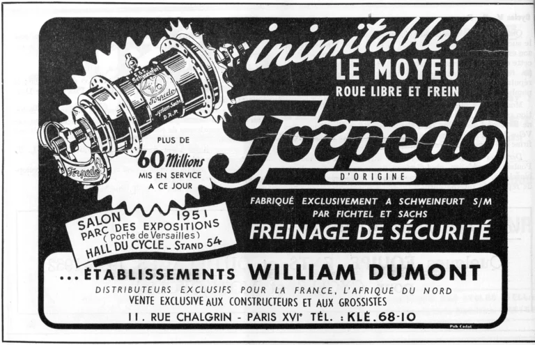 Torpedo 1951 Advertisement — Torpedo, the Inimitable Coaster-Brake Hub — page 1 of 1