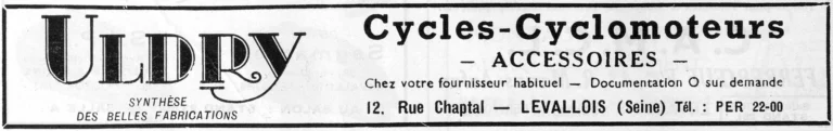 Uldry October 1951 Advertisement — Cycles, Cyclomoteurs and Accessories — page 1 of 1