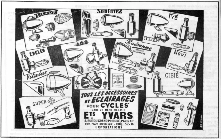 Yvars 1951 Advertisement — Every Accessory and Lamp for Cycles, Wholesale — page 1 of 1