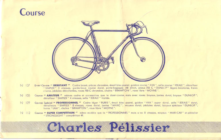 Charles Pélissier Catalog with the May 1952 Price List — Course, Route, Dame and Sport et Ville Bicycles, a Tandem and Children's Models — page 3 of 9