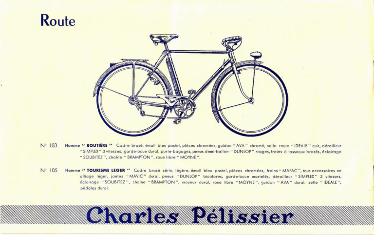 Charles Pélissier Catalog with the May 1952 Price List — Course, Route, Dame and Sport et Ville Bicycles, a Tandem and Children's Models — page 4 of 9