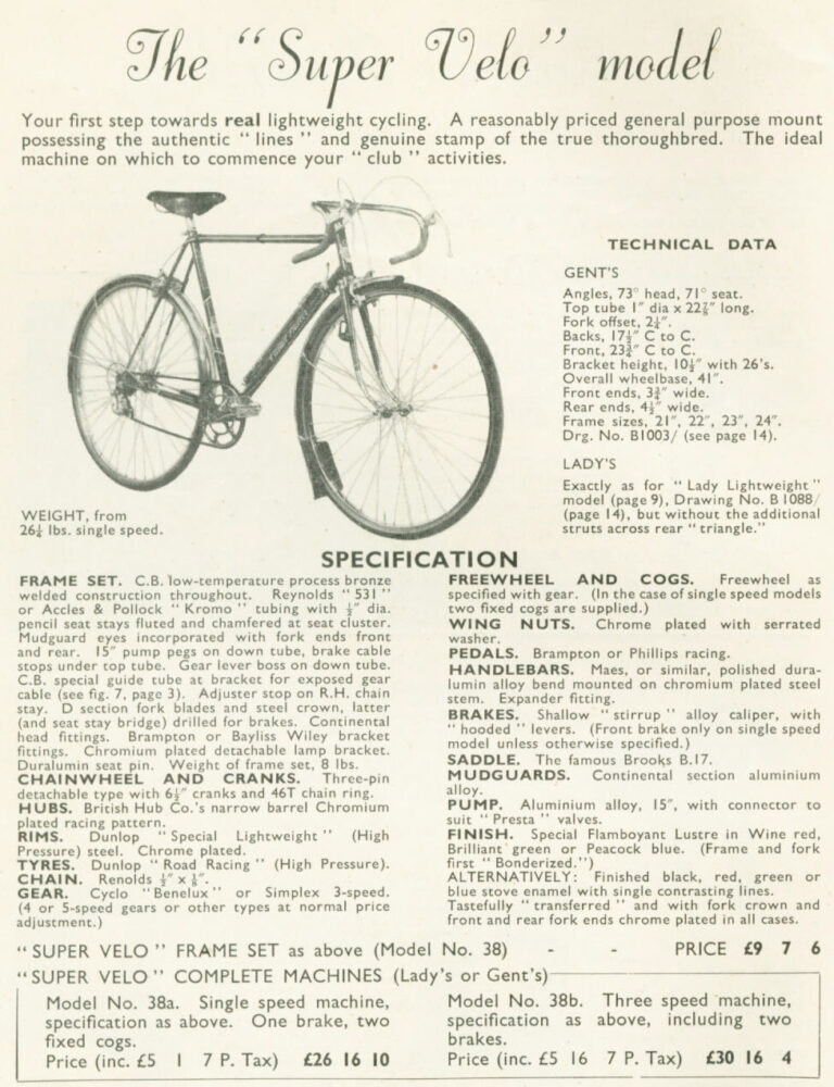 Claud Butler 1952 Catalog — Lightweight Bicycles from the Super Arrow to the Avant-Coureur Spécial, with the Universal Club — page 4 of 17