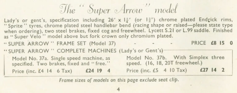 Claud Butler 1952 Catalog — Lightweight Bicycles from the Super Arrow to the Avant-Coureur Spécial, with the Universal Club — page 5 of 17