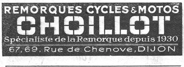 Choillot 1952 Advertisement — Trailers for Cycles and Motorcycles — page 1 of 1