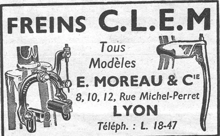 CLEM 1952 Advertisement — C.L.E.M. Brakes of Every Model, E. Moreau of Lyon — page 1 of 1