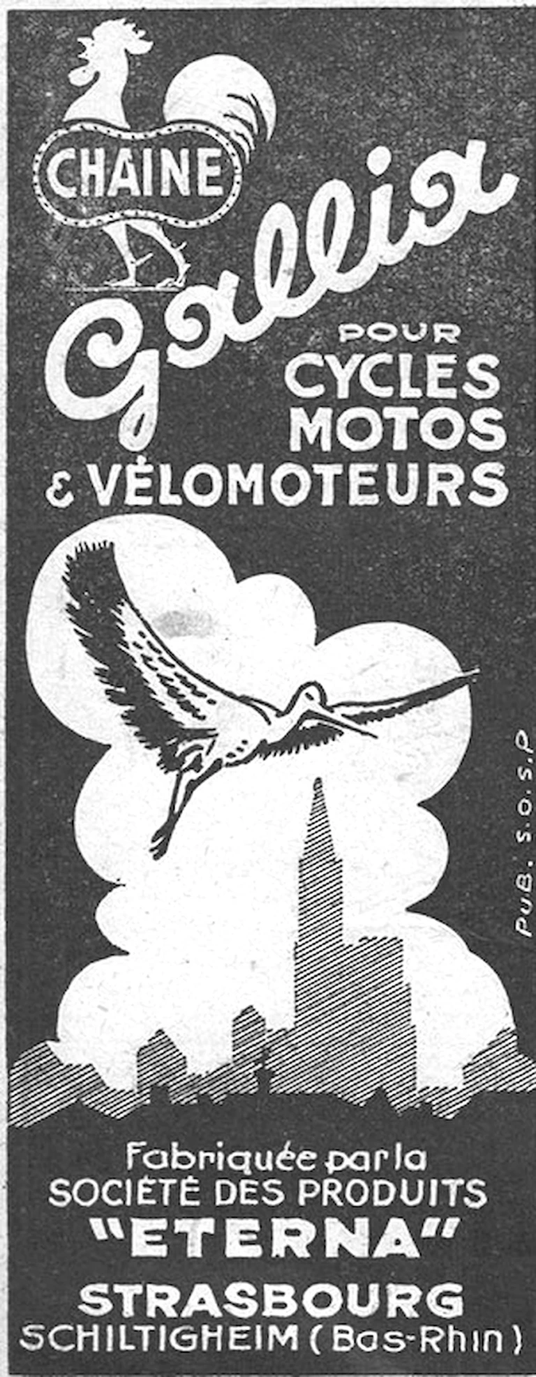 Gallix 1952 Advertisement — The Chain for Cycles, Motorcycles and Vélomoteurs — page 1 of 1