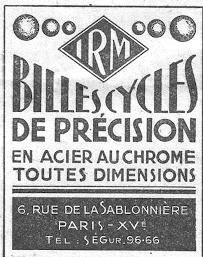 IRM 1952 Advertisement — Precision Balls for Cycles — page 1 of 1
