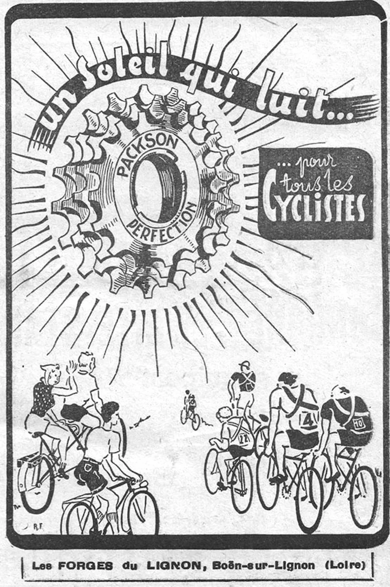 Packson 1952 Advertisement — The Perfection Freewheel, a Sun That Shines for All Cyclists — page 1 of 1