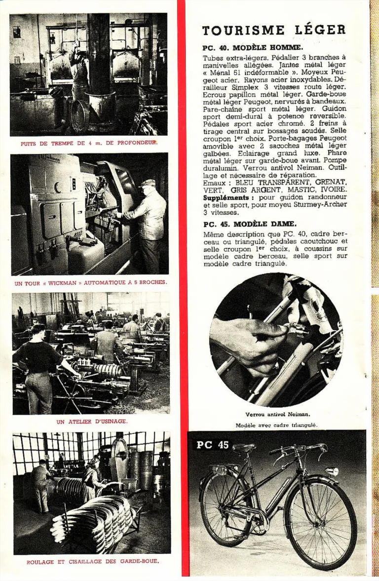 Peugeot 1952 Catalog — Utilitaires, Tourisme, Randonneurs Spéciaux, Sport et Course and Children's Bicycles — page 6 of 18