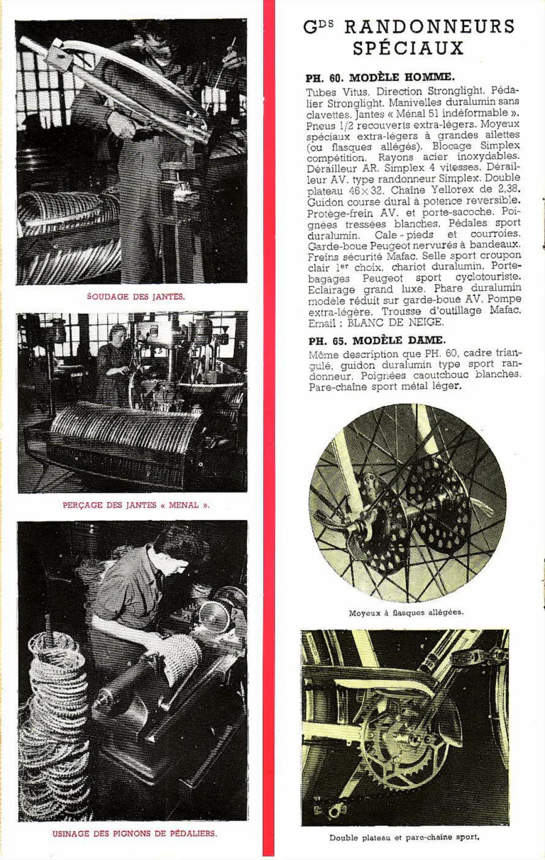 Peugeot 1952 Catalog — Utilitaires, Tourisme, Randonneurs Spéciaux, Sport et Course and Children's Bicycles — page 10 of 18
