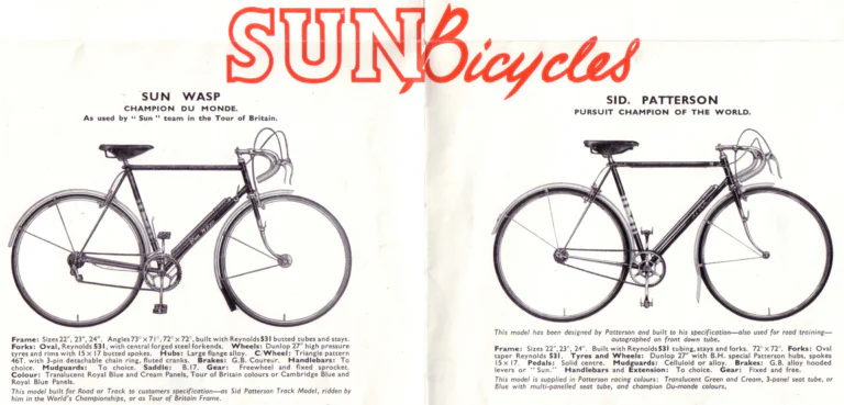 Sun 1952 Catalog — Tour of Britain Successes: the Sun Wasp, the Sid Patterson, the Manxman-Benelux 4, the Soleil d'Or and the C.T.C. Tandem — page 5 of 7