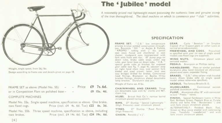 Claud Butler 1953 Catalog — The Silver Jubilee Year, with the Coronation, Jubilee and A/C 53 Models — page 6 of 20