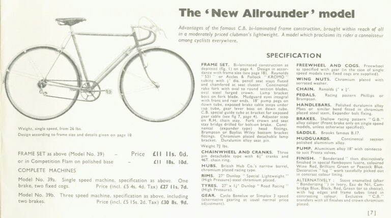 Claud Butler 1953 Catalog — The Silver Jubilee Year, with the Coronation, Jubilee and A/C 53 Models — page 7 of 20