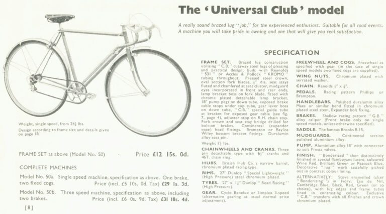 Claud Butler 1953 Catalog — The Silver Jubilee Year, with the Coronation, Jubilee and A/C 53 Models — page 8 of 20