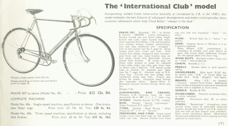 Claud Butler 1953 Catalog — The Silver Jubilee Year, with the Coronation, Jubilee and A/C 53 Models — page 9 of 20