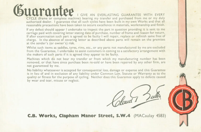 Claud Butler 1953 Catalog — The Silver Jubilee Year, with the Coronation, Jubilee and A/C 53 Models — page 20 of 20